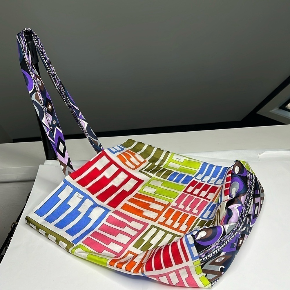 Emilio Pucci Silk Multicolor Reversible Gallery Tote Bag